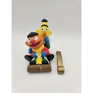 Vintage Bert & Ernie Sled Figurine Stocking Hanger Sesame Street Christmas AS-IS